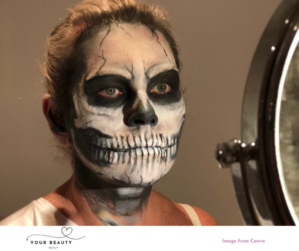 picture of a skeleton themed make up look